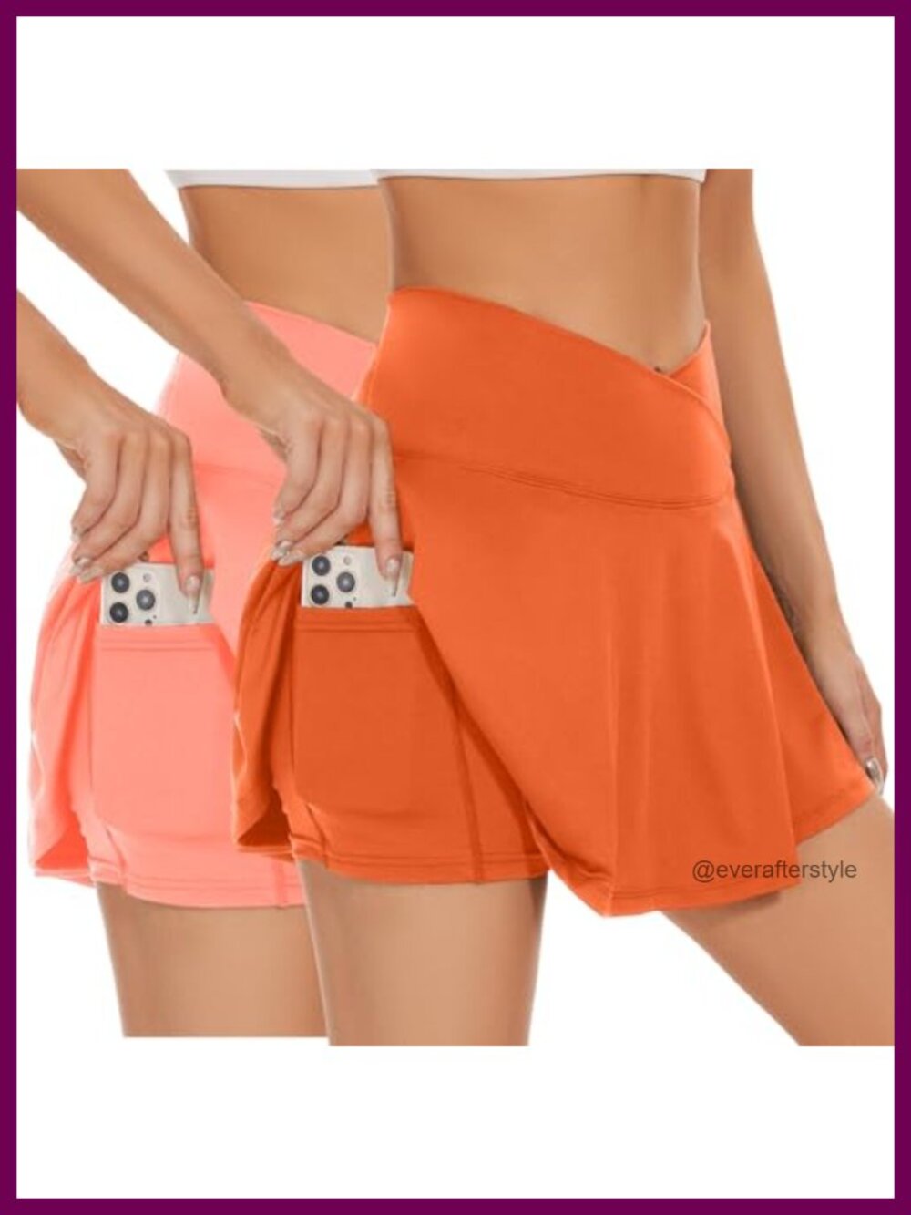 Women's Crossover Tennis Skirt with Pockets High Waisted Pleated Golf Skorts